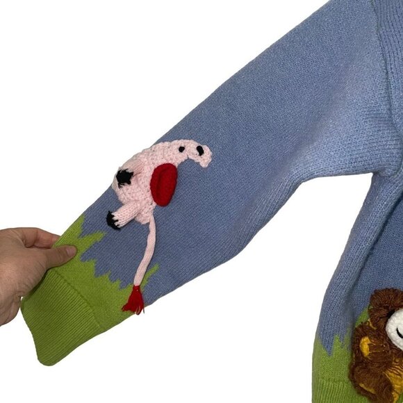Blank Palette Womens Cardigan Jacket Size Medium Zoo Theme Applique Acrylic - Picture 6 of 13
